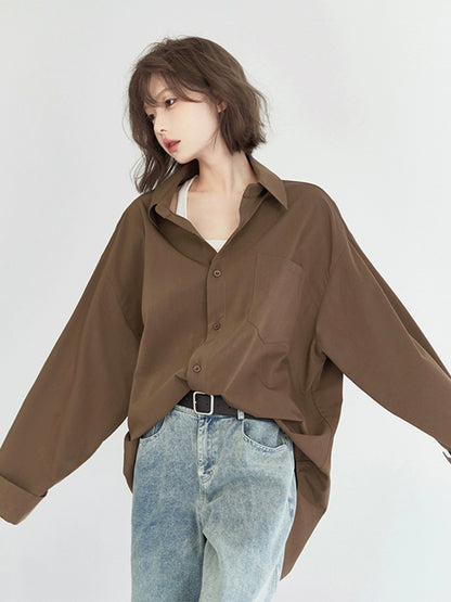 Solid color daily loose shirt