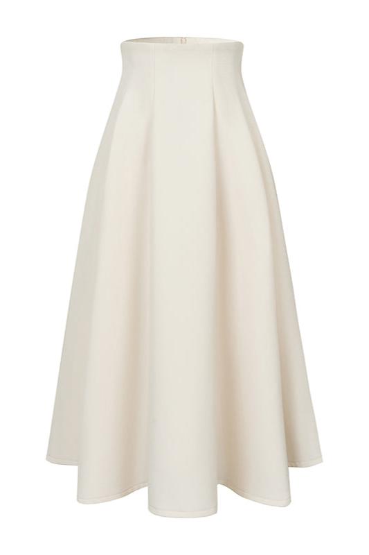 French Pearl Ribbon Tops+Long Flare Skirt