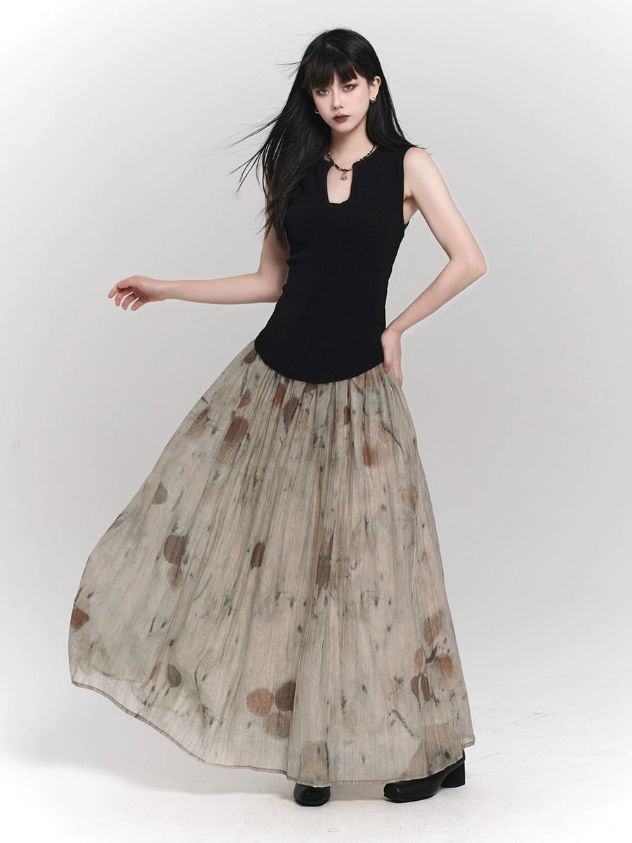 Ghost Girl China Sheer Art Skirt