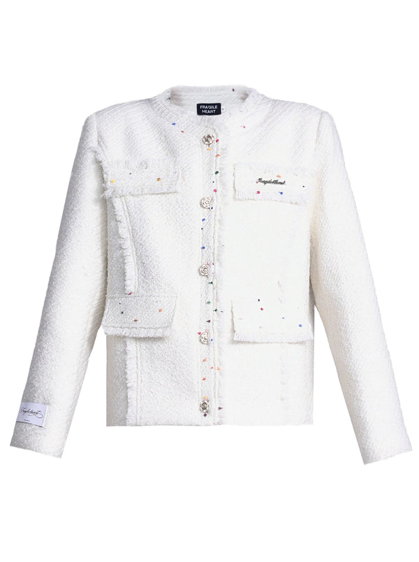 Petit parfum Veste en tweed à point coloré + jupe longue