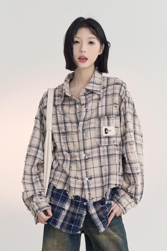 Contrast Stock Check Long Sleeve Shirt
