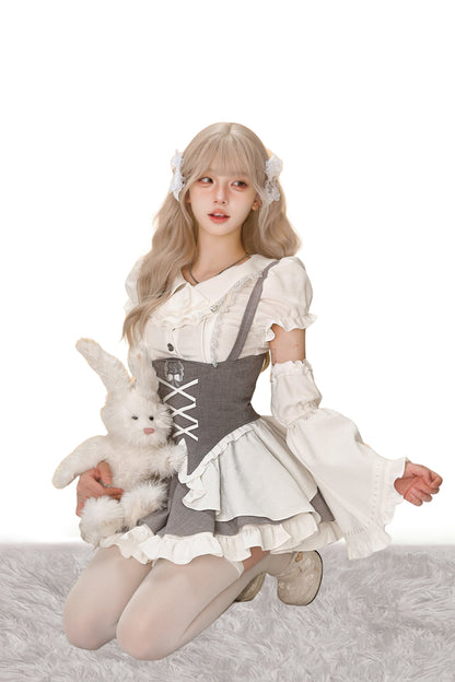 Moonlight Puppet Shirt Strap Skirt Set