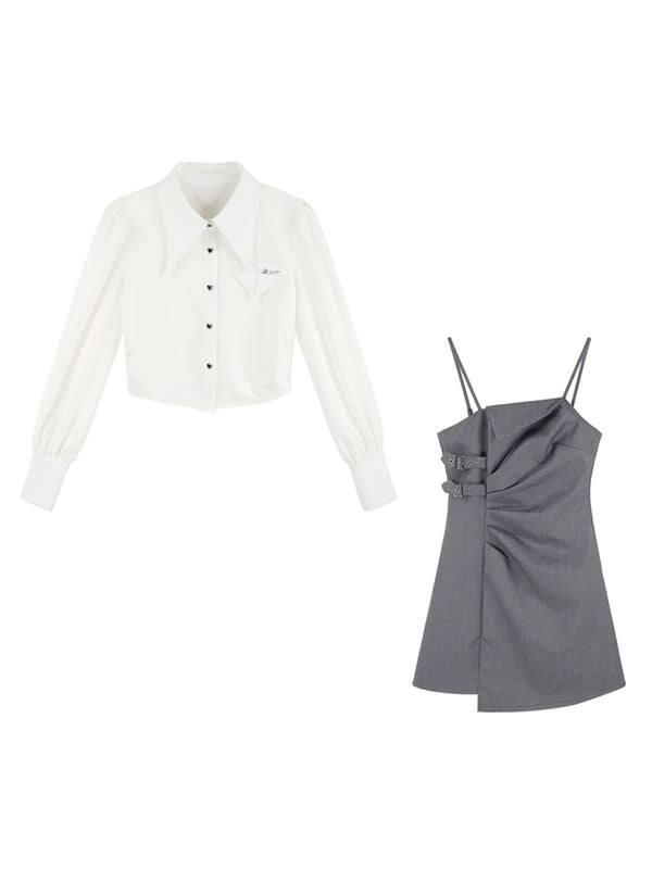 French shirt + suspender tight dress