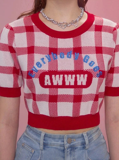 Gingham Check American Short Tops