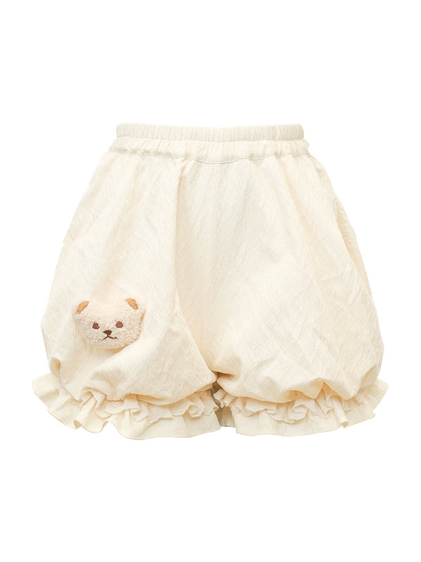 Caramel flill cardigan + frill neck camisole + pump kinpants