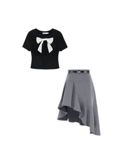 Big boned top + asymmetrical skirt