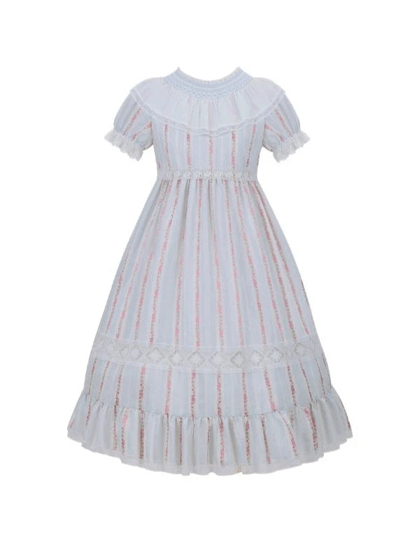 【予約商品】フラワーストライプワンピース+ヘアバンド+リボン