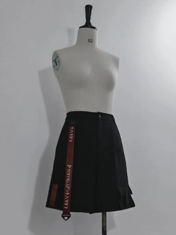 Strap mode half pants + leg warmers