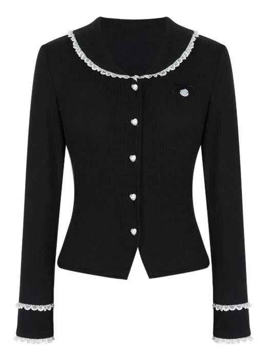 French girl cardigan top + ruffle skirt