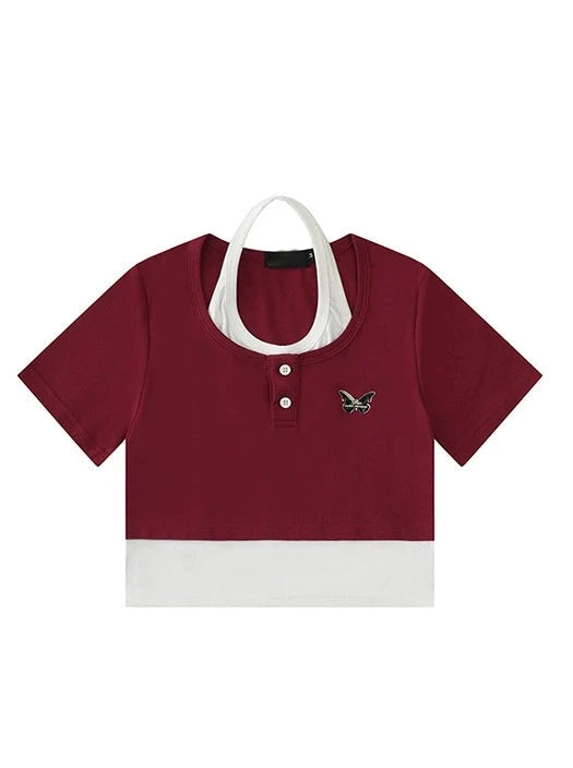 アメリカンレトロツーピーススリムデザイントップス