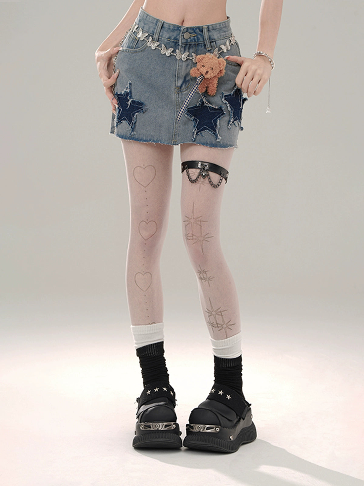Advanced Leg Essence Star Denim Skirt