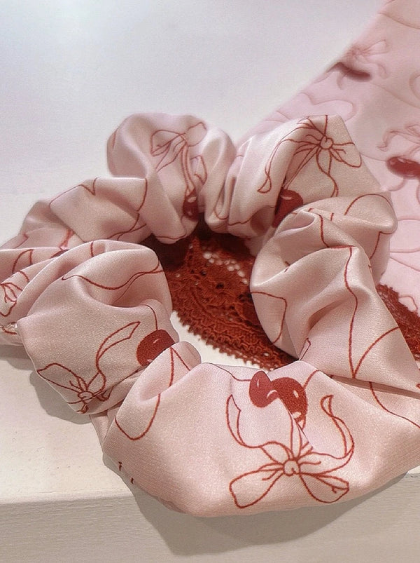 Cherry print satin loungewear set