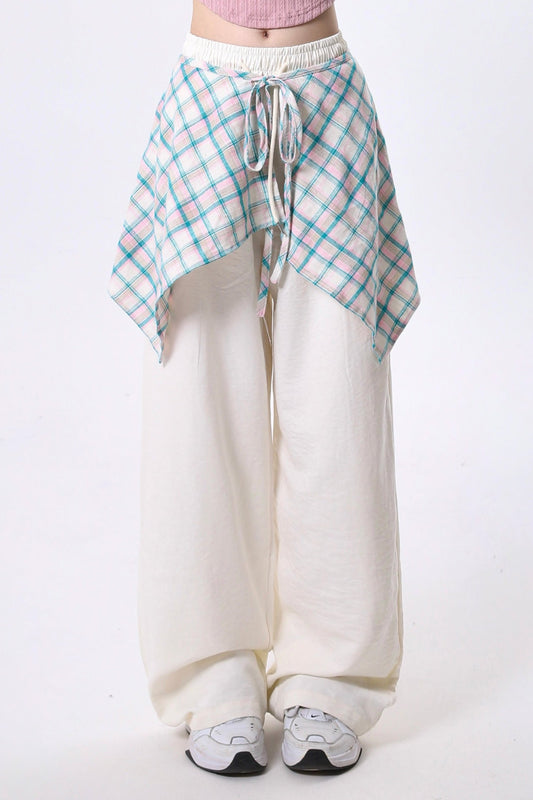 Loose Trend Check Skirt Sweatpants