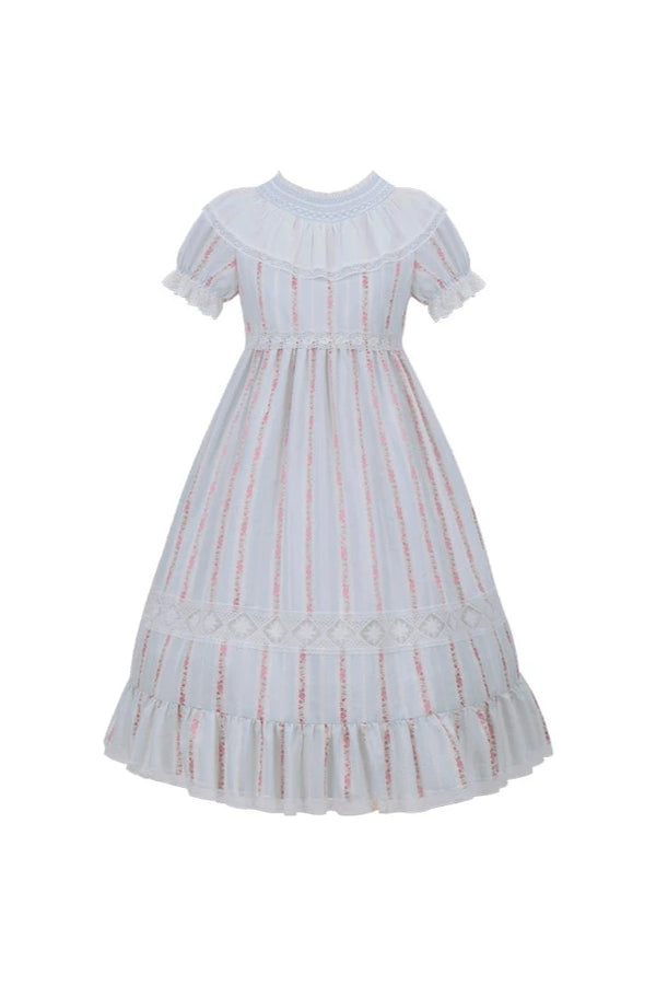 Pure White Sweet Long One Piece + Surprising Ribbon + Hair Band