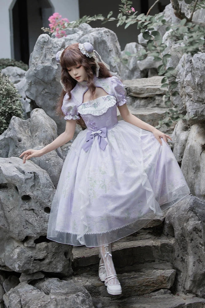 Retro China Flower Purple Lolita Dress