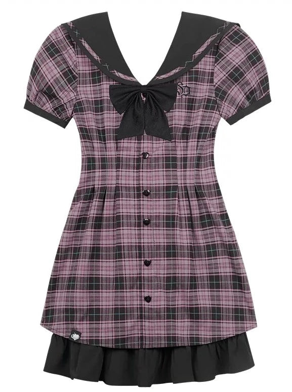 Cool Girly Sailor Check Dress