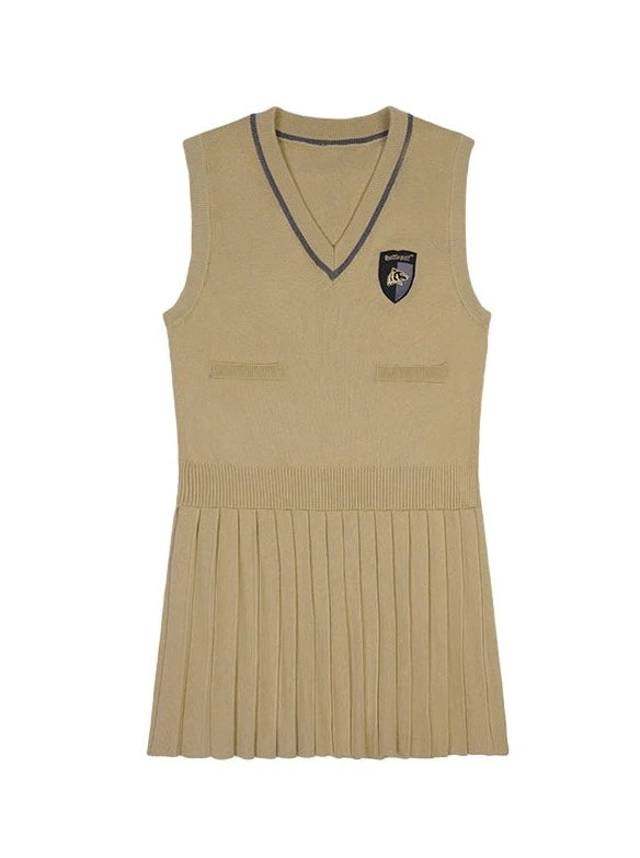 College Knit Pleated Sleeveless Dress