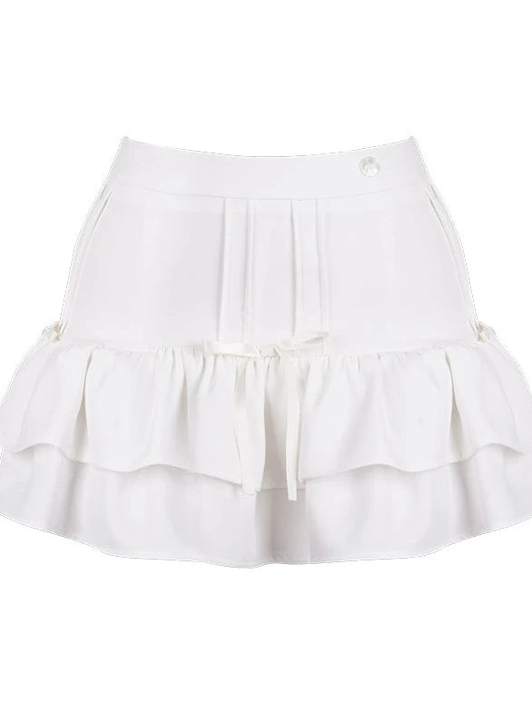 French girl cardigan top + ruffle skirt