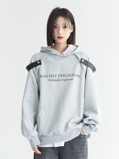 Shoulder strap hoodie sweatshirt