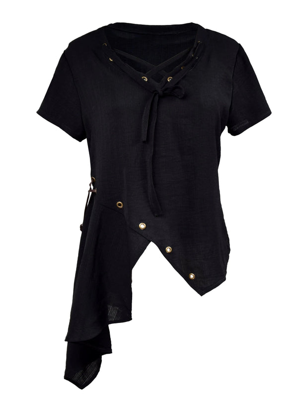 Asymmetrical Frill Casual Tops