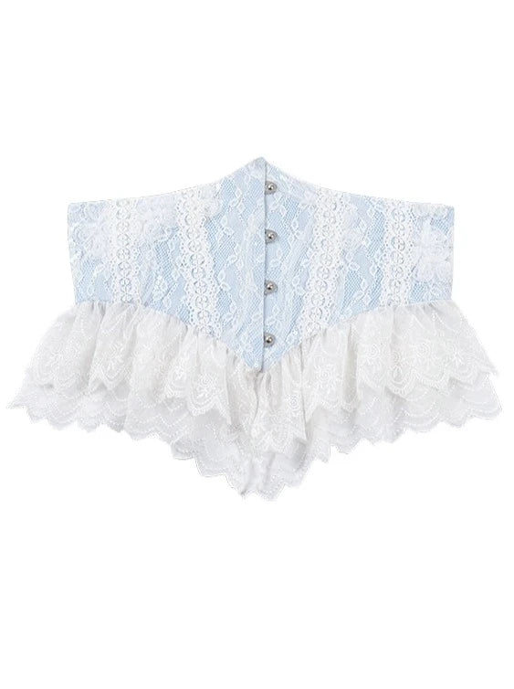 【予約商品】アイスブルーフラワードレス+スリーブ+コルセット