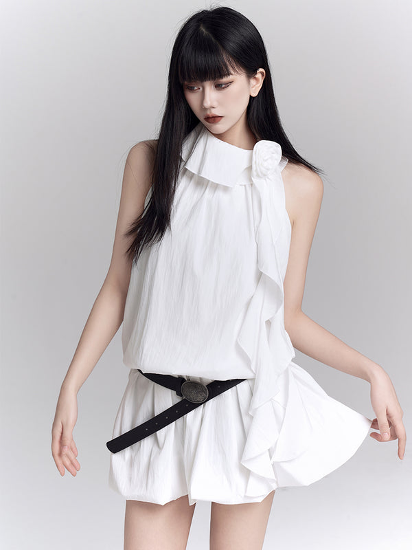 Mode Pure White Sleeveless Dress
