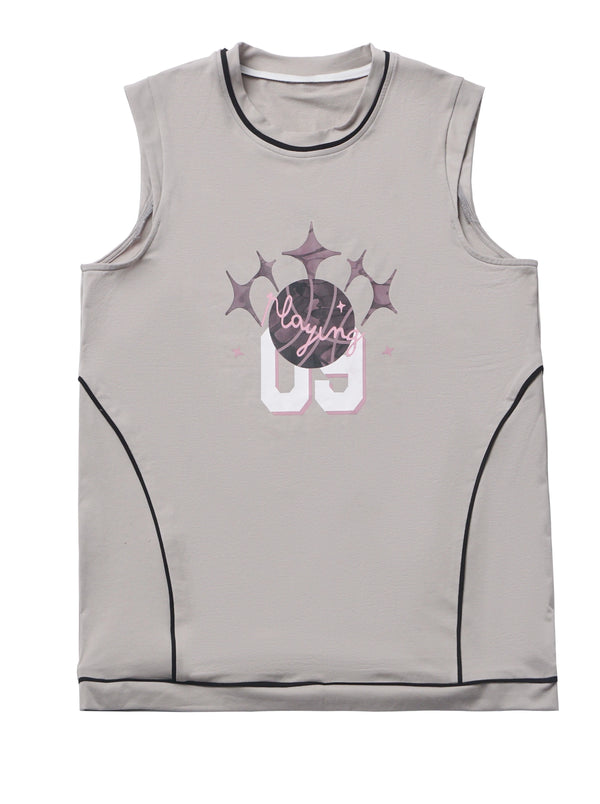 アメリカンレトロスポーツスタイルバスケットボールユニフォームサマーフレッシュトップス+キャミソール+レッグウォーマー+パンツ