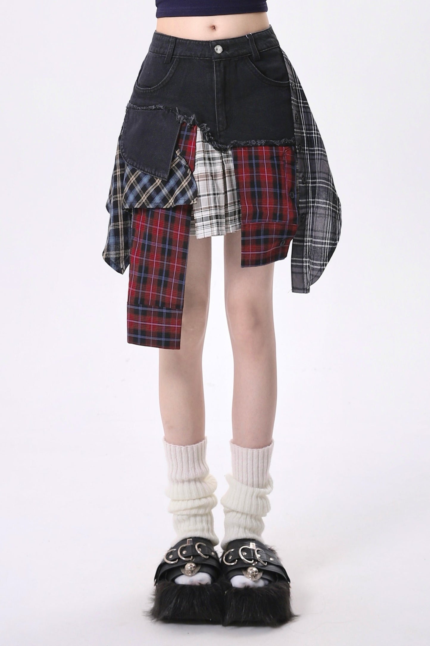 Irregular Splicing Hot Girl Denim Skirt