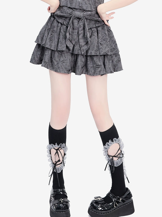 [New 95% off] cat wish original [final love song] double-layer cake skirt bow hole wasteland style new