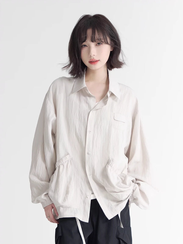 Solid color stand collar Loose lapel jacket