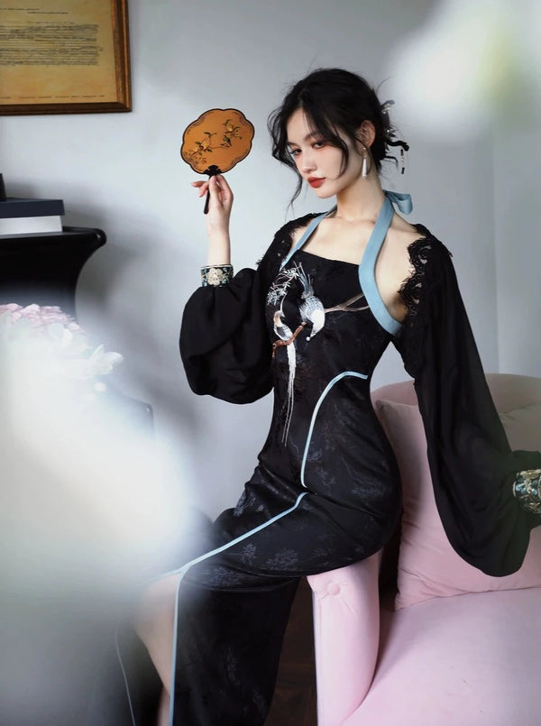 ウェアラブルホルターネックノースリーブドレス＋ジャケット