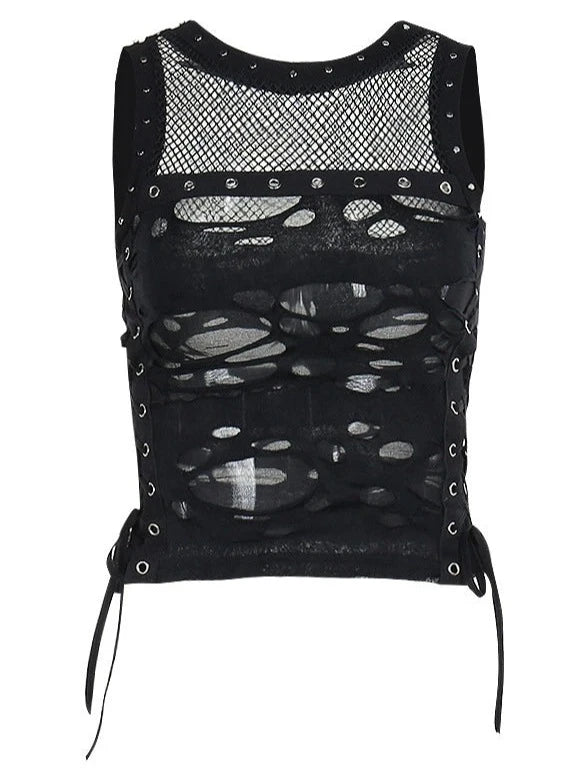 Damaged Chic Summer Top + Dark Skirt