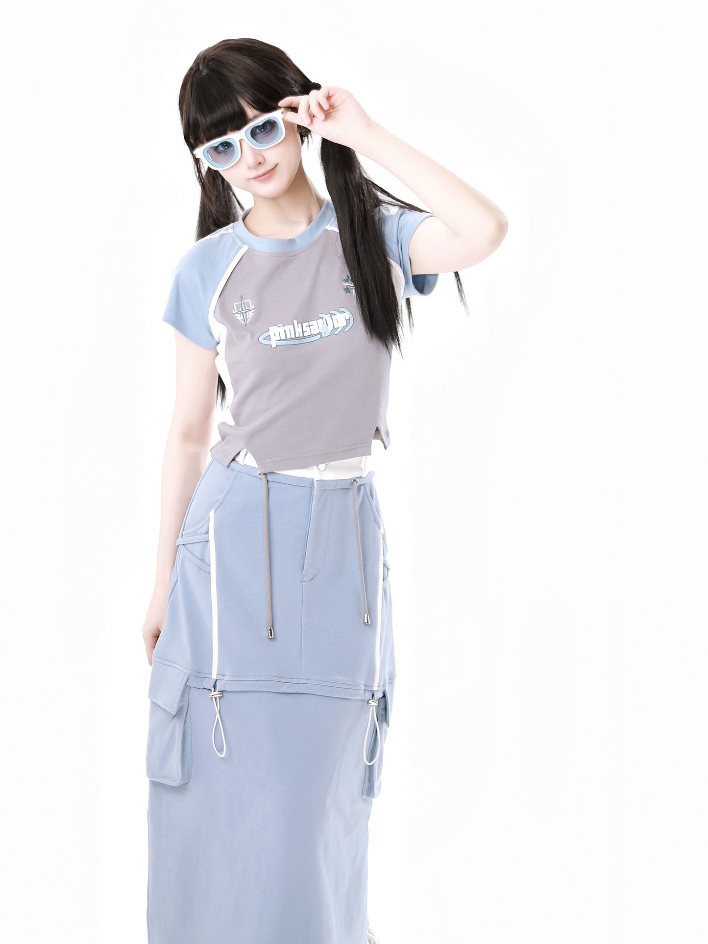 Sea Salt Soda Blue Summer Island Sport Top + Camisole + Long Skirt + Short Skirt