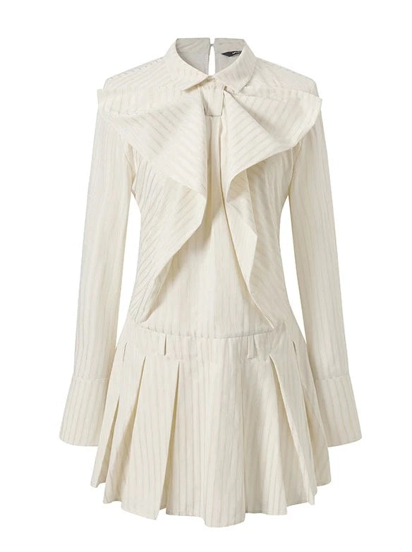 レトロスイートビックリボンプリーツシャツワンピース【予約商品】