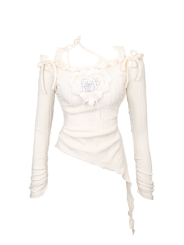 Milk Asymmetrical Top + Strawberry Pants