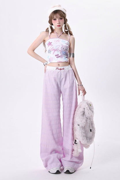 Taro Purple Slouchy Lace Trousers