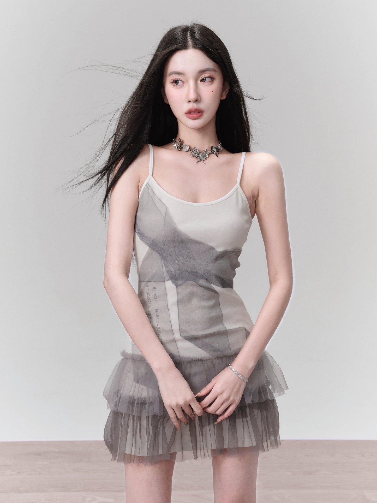 Tulle Bow Design Camisole Dress