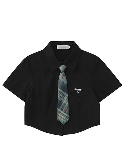 American college style tie + short shirt set