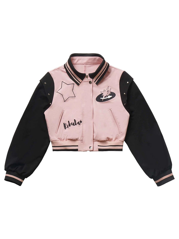 Pink Saber Starry College Baseball Suit