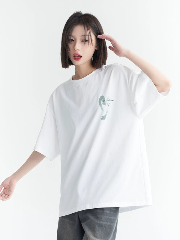 バックプリントモードルーズTシャツ