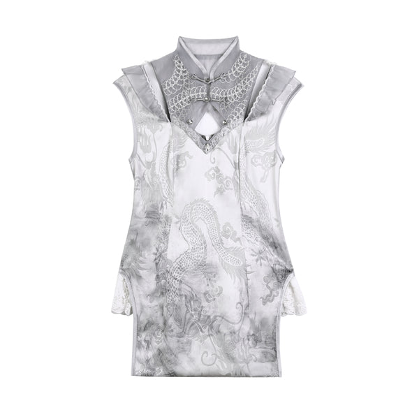 ヴィンテージシルバームーンロリータエプロンドレス