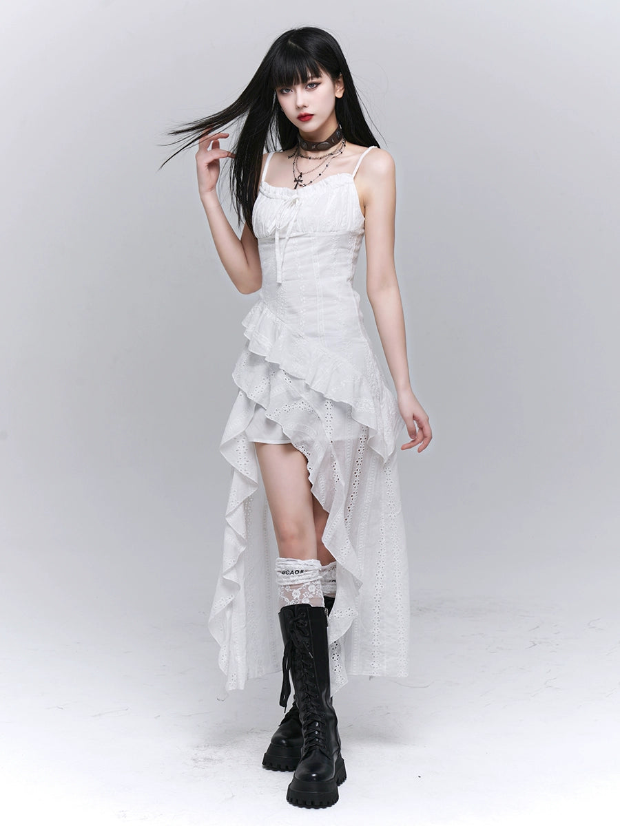 Pure White Asymmetrical Summer Dress