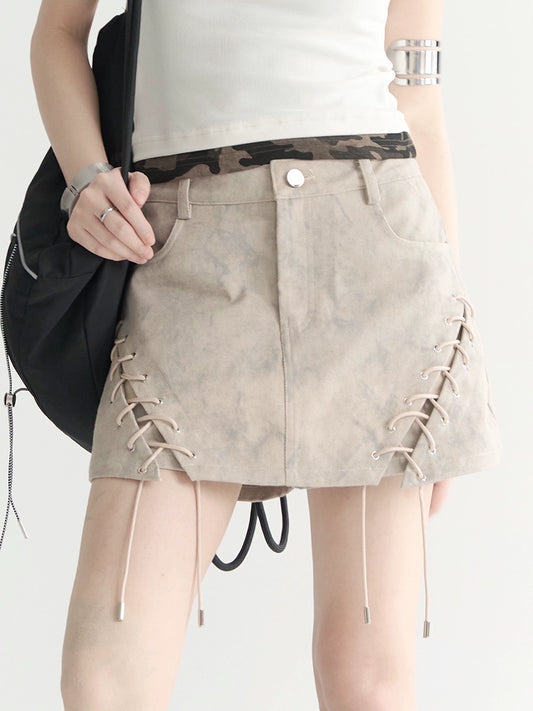 Straps mini skirt design shorts