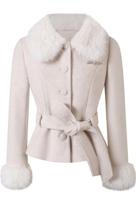 スイートガーリーファーウエストリボンコート＋ファータイトスカート