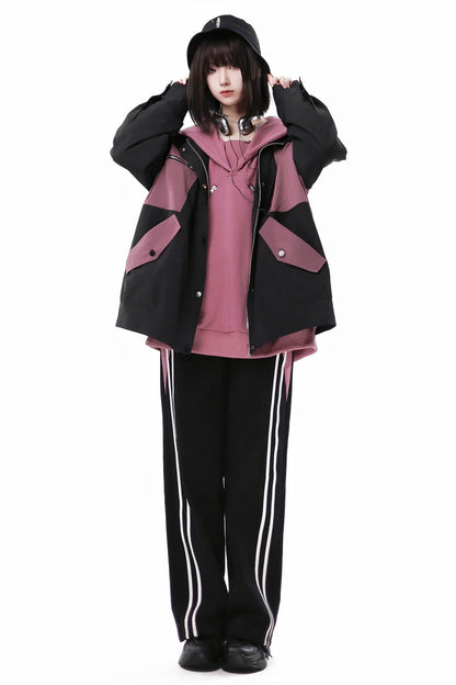 Plum color block soft shell jacket set