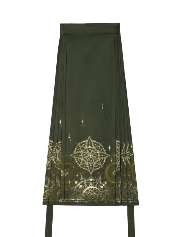 マジックタイムアンドスペースチャイナポインテッドカラーリボンシャツ＋ロングスカート