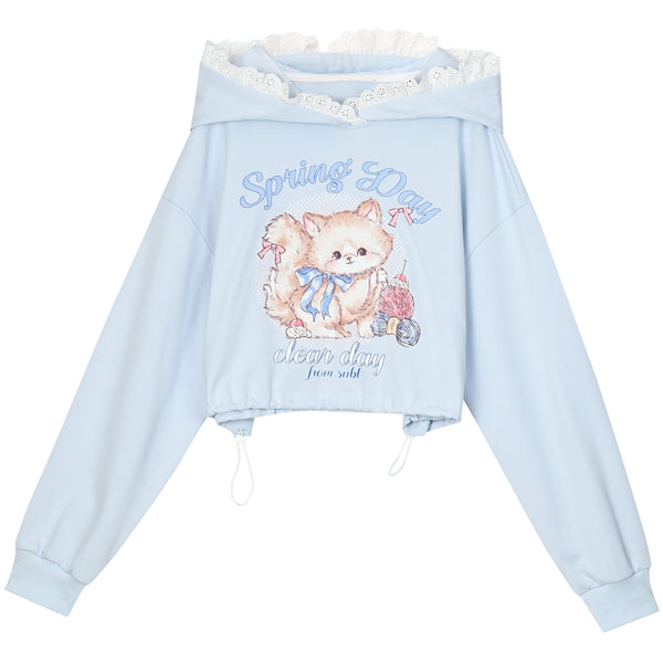 ブルーコルセットワイドレッグスウェットパンツセットアップ