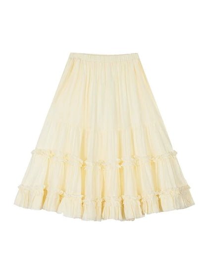Limited time 9% off 11SH97 design sense fungus skirt women's summer high-waist flesh-covering mid-length a pendulum puffy skirt