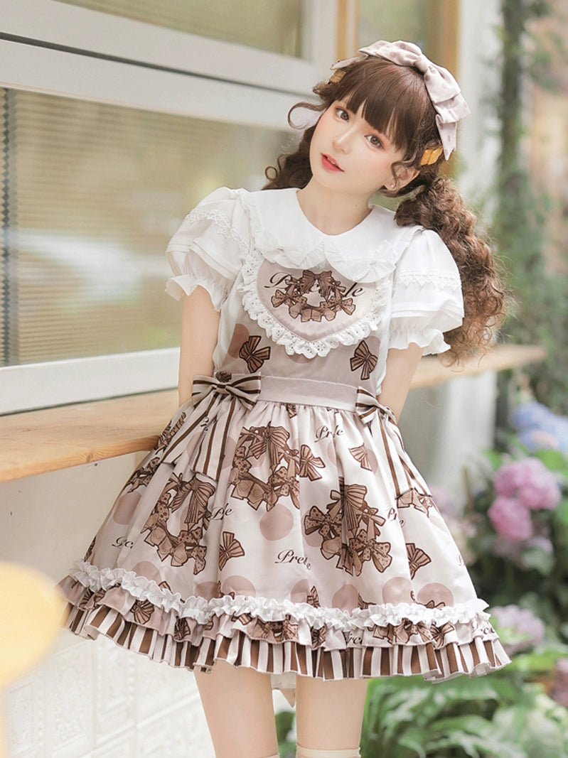 Puff Sleeve Shirt + Lovely Lolita Suspender Skirt