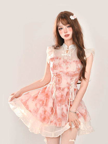 Sweet Chiffon Flower Girly Dress